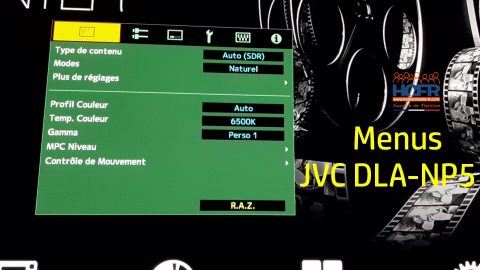 Vidéo HCFR : JVC DLA-NP5, vidéoprojecteur lampe 4K – Menus