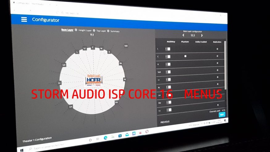 Vidéo HCFR : Storm Audio ISP Core 16 préamplificateur – Menus